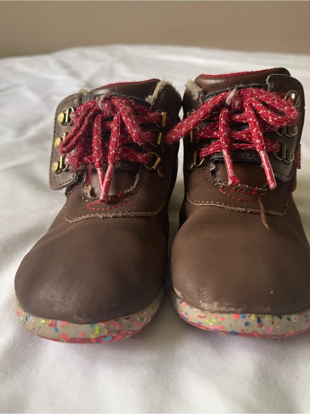Merrell Brown Leather Kids Boots with Red Laces